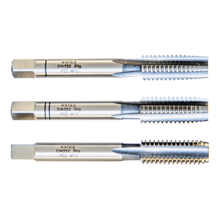 Werka DIN352 - 3 Parçalı Takım - HSS Düz El Kılavuzu(Ölçü Seçeneklerine Bakınız)