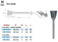 DW Carbide N Tipi Ters Konik - Karbür Kalıpçı Frezeleri (Ölçü Seçeneklerine Bakınız)