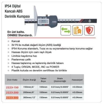 Werka Kancali ABS Dijital Derinlik Kumpası(Ölçü Seçeneklerine Bakınız)