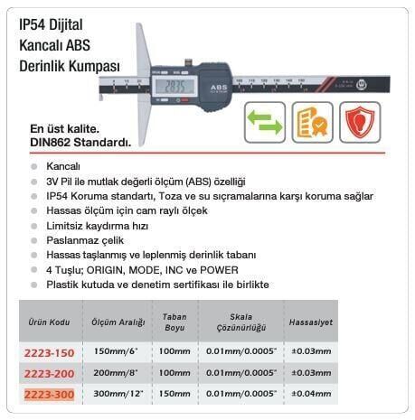 Werka Kancali ABS Dijital Derinlik Kumpası(Ölçü Seçeneklerine Bakınız)