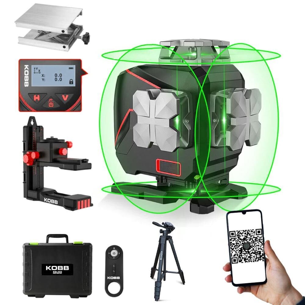 Kobb KOBB KBL36GTP Profesyonel Li-ion Şarjlı 4X360⁰ LCD Ekran Otomatik Hizalamalı Yeşil Çapraz Çizgi Lazer Distomat+Tripod En Ucuz Fiyatları ve Özellikleri