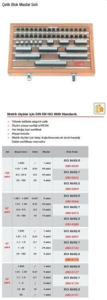 Werka Çelik Blok Mastar Seti (Ölçü Seçeneklerine Bakınız)