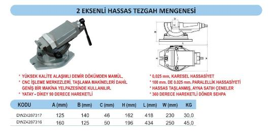 DWMachinery 2 Eksenli Hassas Tezgah Mengeneleri(Ölçü Seçeneklerine Bakınız)