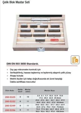 Werka Dış Çap Mikrometre Mastar Seti (Ölçü Seçeneklerine Bakınız) 2.5 - 25mm