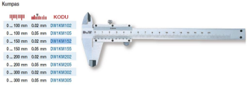DW Measuring Üst Kalite Monoblok Gövde Üstten Vidalı Mekanik Kumpaslar (Ölçü Seçeneklerine Bakınız)