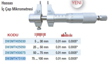 DW Measuring Hassas İç Çap Mikrometreler(Ölçü Seçeneklerine Bakınız)