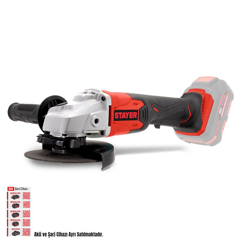 Stayer AGBL20 Akülü Avuç Taşlama 18V 4.0 Ah 115 mm 2 Akülü