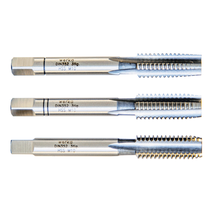 Werka DIN352 - 3 Parçalı Takım - HSS Düz El Kılavuzu(Ölçü Seçeneklerine Bakınız) M22 x 2.5