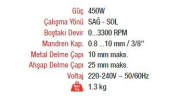 Vido WD010120450 Darbesiz Matkap 450W