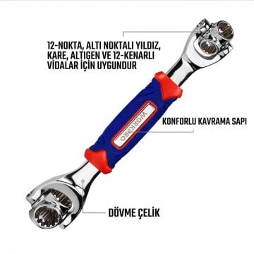 WORKPRO WP272018 8 IN 1 Mafsallı Çok Fonksiyonlu Profesyonel Lokma Anahtarı