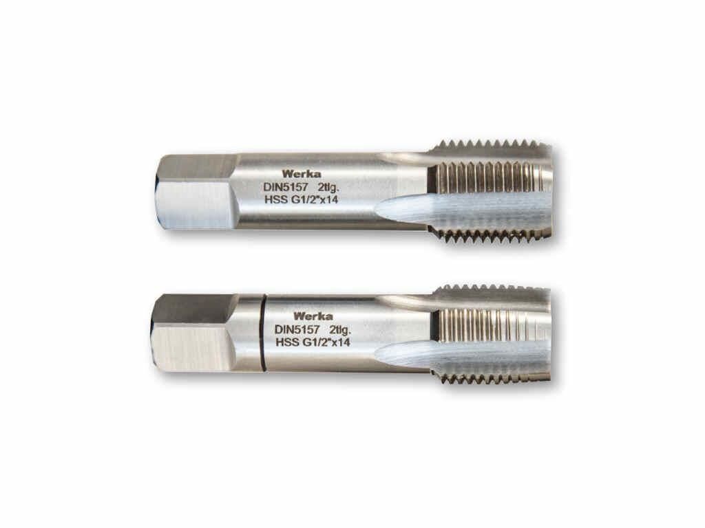 Werka DIN5157 -  GAZ DİŞ 2 Parçalı Takım - HSS Düz El Kılavuzu(Ölçü Seçeneklerine Bakınız) G 1'' x 11