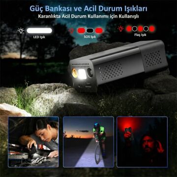 KOBB KB412 Li-ion Şarjlı 150 PSI Dijital Göstergeli Akıllı Lastik Şişirme Pompası+ Powerbank + SOS + Led Lamba