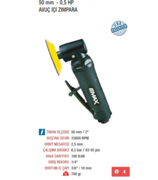 Emax ET-2430 50mm.15000RPM Hav.0.5HP Havalı Avuç İçi Zımpara