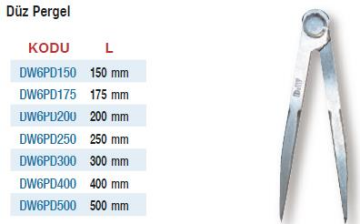 DW Measuring Düz Pergeller (Ölçü Seçeneklerine Bakınız) 300mm