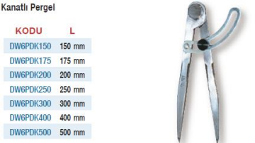 DW Measuring Kanatlı Pergeller (Ölçü Seçeneklerine Bakınız)