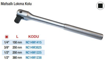 NT Tools Mafsallı Lokma Kolları (Ölçü Seçeneklerine Bakınız) 1/4'' x 150mm
