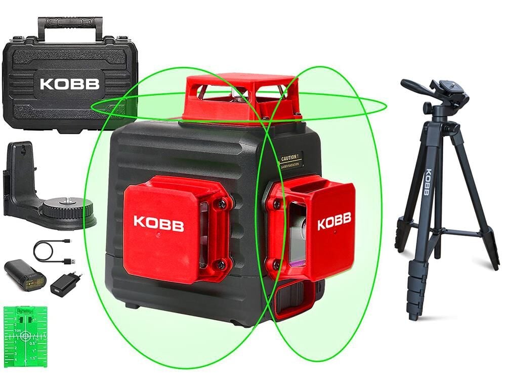 Kobb KOBB KBL34GTP 40 Metre Profesyonel Li-ion Şarjlı 3X360⁰ Otomatik Hizalamalı Yeşil Çapraz Çizgi Lazer Distomat+Tripod En Ucuz Fiyatları ve Özellikleri