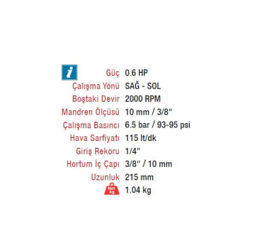 Emax ET-1250 10 mm. 2000 RPM Kompozit Kabzalı Matkap