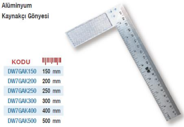 DW Measuring Alüminyum Kaynakçı Gönyeleri(Ölçü Seçeneklerine Bakınız)