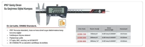 Werka IP67 Genis Ekran Dijital Kumpas (Ölçü Seçeneklerine Bakınız)