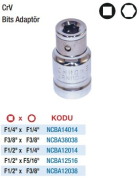 NT Tools Bits Adaptörler  (Ölçü Seçeneklerine Bakınız)
