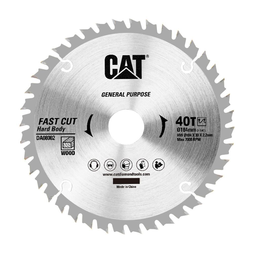 CAT DA08002 184x30mm Ahşap Kesme Elmas, Daire Testere Bıçağı 40 Diş