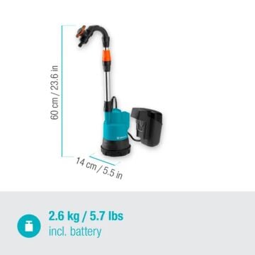 Gardena 14602-20 Akülü Yağmur Suyu Deposu Pompası 2000/2 18V P4A Kullanıma Hazır Set