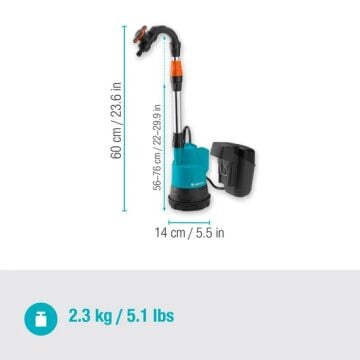 Gardena 14602-20 Akülü Yağmur Suyu Deposu Pompası 2000/2 18V P4A Kullanıma Hazır Set