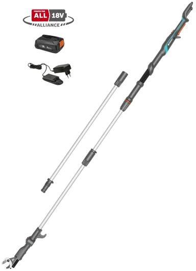 Gardena 14776-20 Akülü Teleskopik Yüksek Dal Makası HighCut 360/18V P4A Set