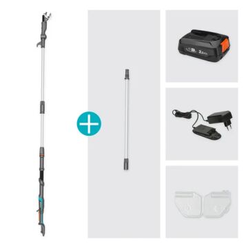 Gardena 14776-20 Akülü Teleskopik Yüksek Dal Makası HighCut 360/18V P4A Set