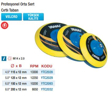 Yama Pads Profesyonel Cırtlı Tabanlar (Ölçü Seçeneklerine Bakınız) 115 x 12mm