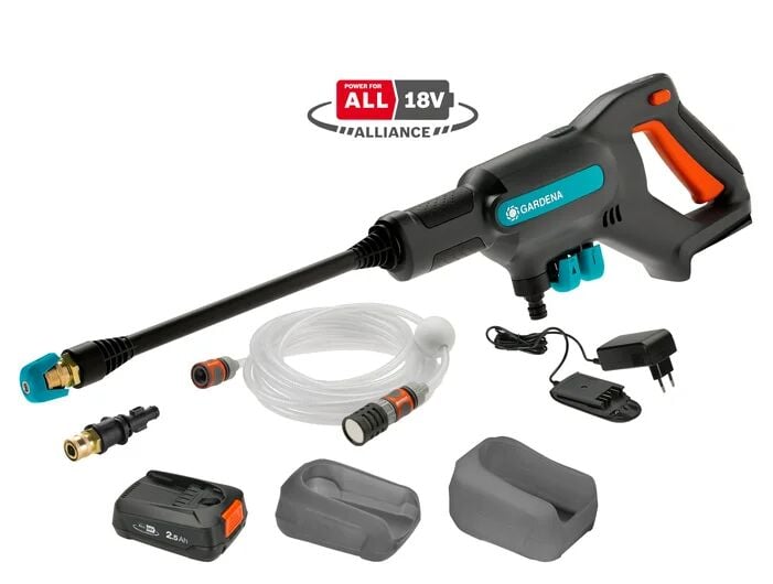 Gardena 14800-20 Akülü Orta Basınçlı Temizleyici AquaClean 24/18V P4A Kullanıma Hazır Set