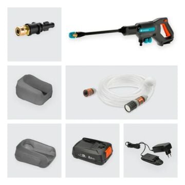 Gardena 14800-20 Akülü Orta Basınçlı Temizleyici AquaClean 24/18V P4A Kullanıma Hazır Set