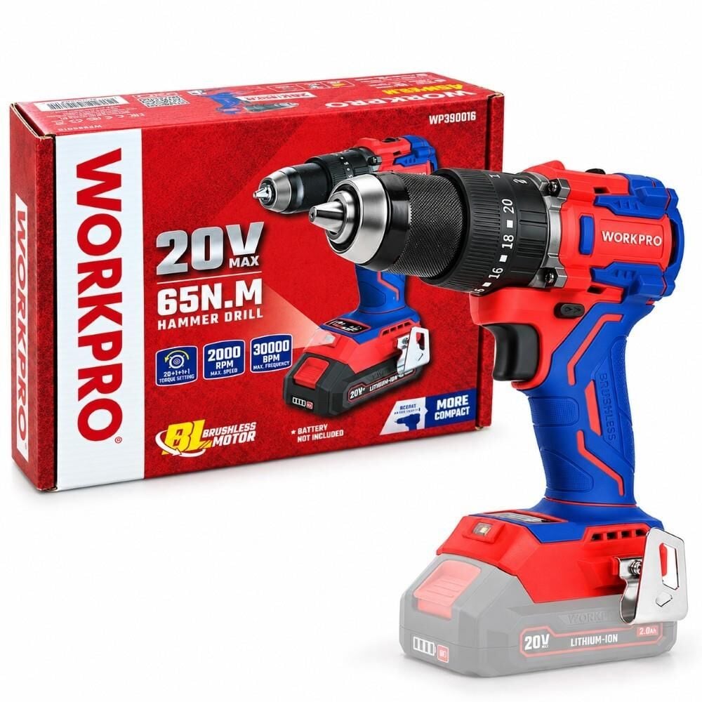 Workpro WORKPRO WP390016 20Volt 65Nm. Kömürsüz Profesyonel Şarjlı Darbeli Matkap (Akü Dahil Değildir) En Ucuz Fiyatları ve Özellikleri