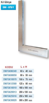 DW Measuring DIN 875 Kıl Gönyeler (Ölçü Seçeneklerine Bakınız) 300 x 200mm