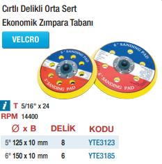 Yama Pads Cırtlı Delikli Ekonomik Zımpara Tabanları  (Ölçü Seçeneklerine Bakınız) 125 x 10mm - 8