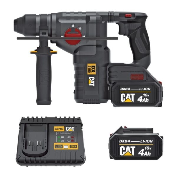 CAT DX2150 18Volt/4.0Ah 2.8J Li-ion Çift Akülü Kömürsüz Profesyonel SDS-Plus Kırıcı/Delici