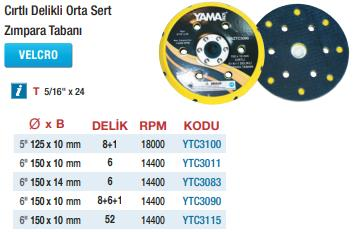 Yama Pads Cırtlı Delikli Zımpara Tabanları(Ölçü Seçeneklerine Bakınız) 150 x 10mm - 52