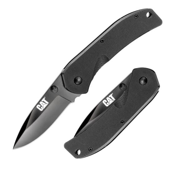 CAT DA980008 Kemer Askı Kancalı Katlanabilir 16CM Paslanmaz Çelik Siyah Kamp Çakısı Bıçağı