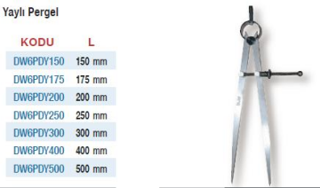 DW Measuring Yaylı Pergeller (Ölçü Seçeneklerine Bakınız) 300mm
