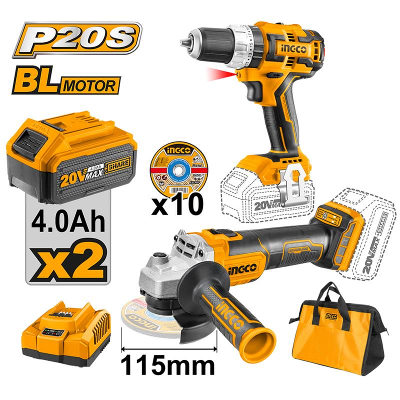 ingco CKLI6015 Li-ion Akülü 2 li Kombo Set - Matkap ve Avuç Taşlama 2