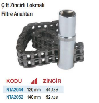 NT Tools Çift Zincirli Lokmalı Filtre Anahtarları (Ölçü Seçeneklerine Bakınız)