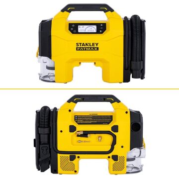 STANLEY SXVI02001A 12V/18V 2Ah Li-ion Şarjlı 160 PSI Dijital Göstergeli Lastik&Yatak Şişirme Pompası+Araç Süpürgesi