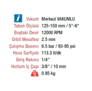 Rotake RT-2151Havalı 125-150mm Merkezi Vakumlu Orbital Zımpara Makinesi