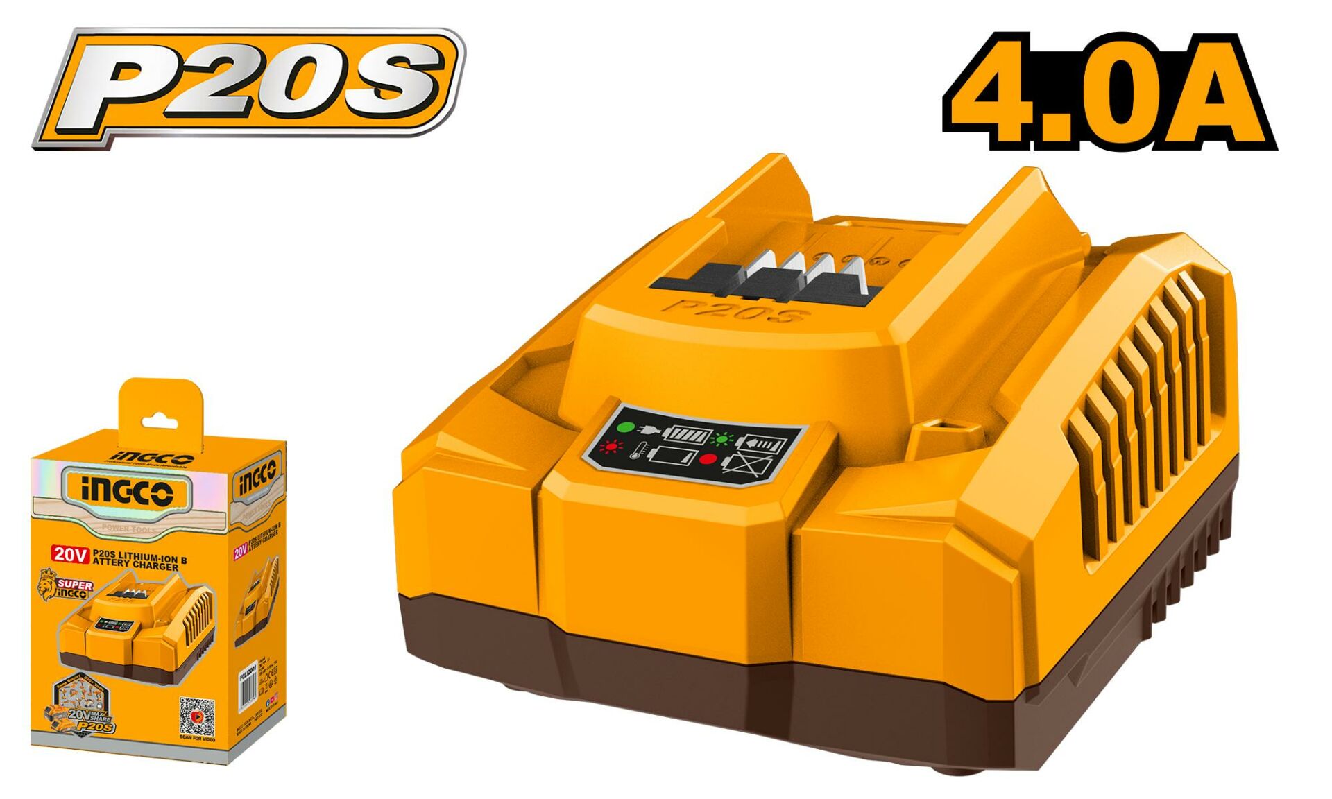 ingco Hızlı Akıllı Şarj Cihazı 20V 4.0Ah