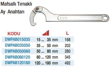 DW Tırnaklı Ay Anahtarları (Ölçü Seçeneklerine Bakınız)