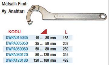 DW Pimli Ay Anahtarları (Ölçü Seçeneklerine Bakınız)