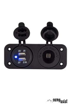 Campasist 12 V ve 2 USB Girişli Soket