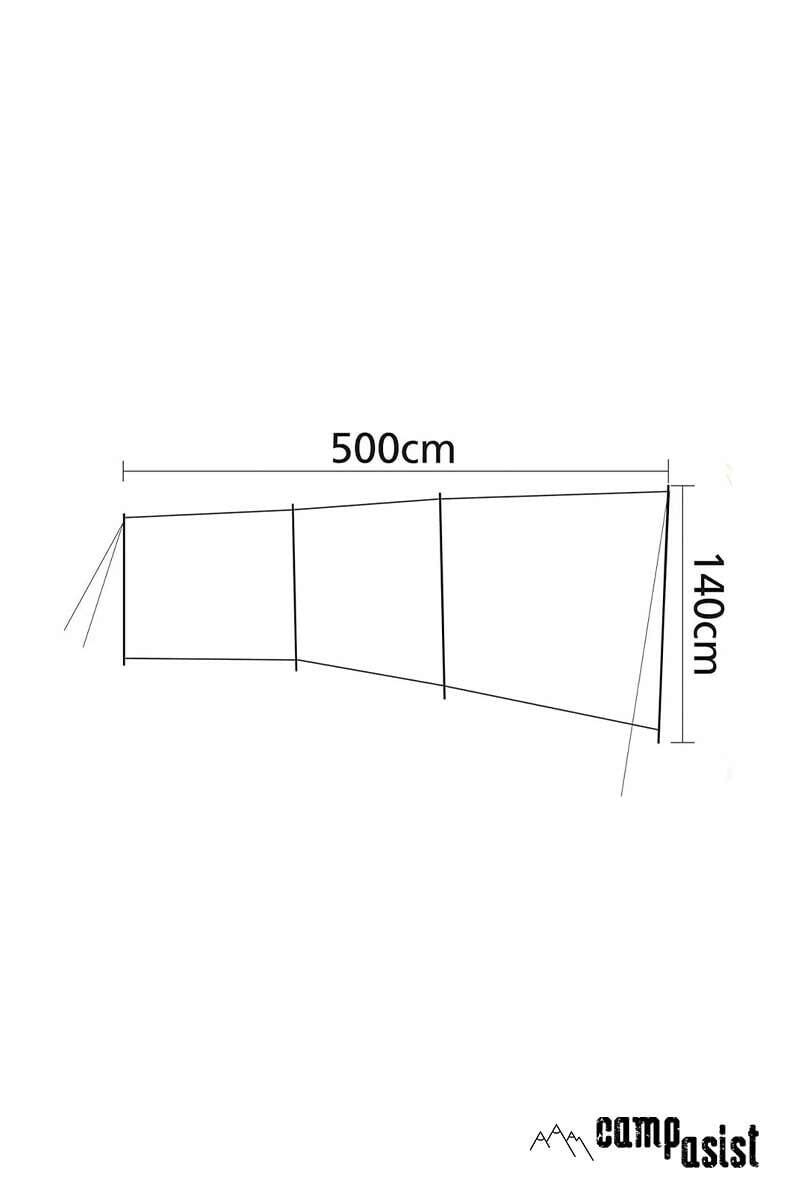 Campasist Wind 500 Metal Direkli Karavan Rüzgar Duvarı / Bariyer 500x140 3 Panel