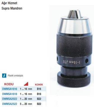 DW Ağır Hizmet Supra Mandrenler (Ölçü Seçeneklerine Bakınız)
